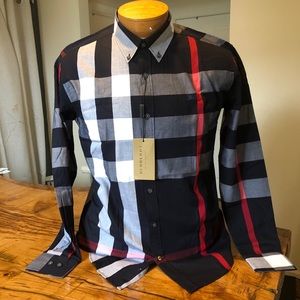 Burberry men’s long sleeve shirt navy blue